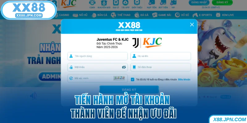 Khuyến Mãi XX88 - Cơn Lốc Ưu Đãi Chào Đón Người Chơi 8 Tiến hành mở tài khoản thành viên để nhận ưu đãi